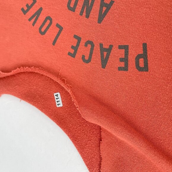 Lauren Conrad Custom Cut Peace Love Sunshine Boxy Crop Sweater Rust Orange L - Picture 5 of 10
